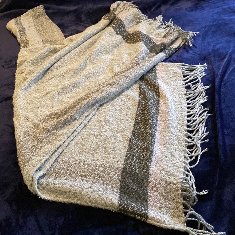 Light green Ruana poncho with hood